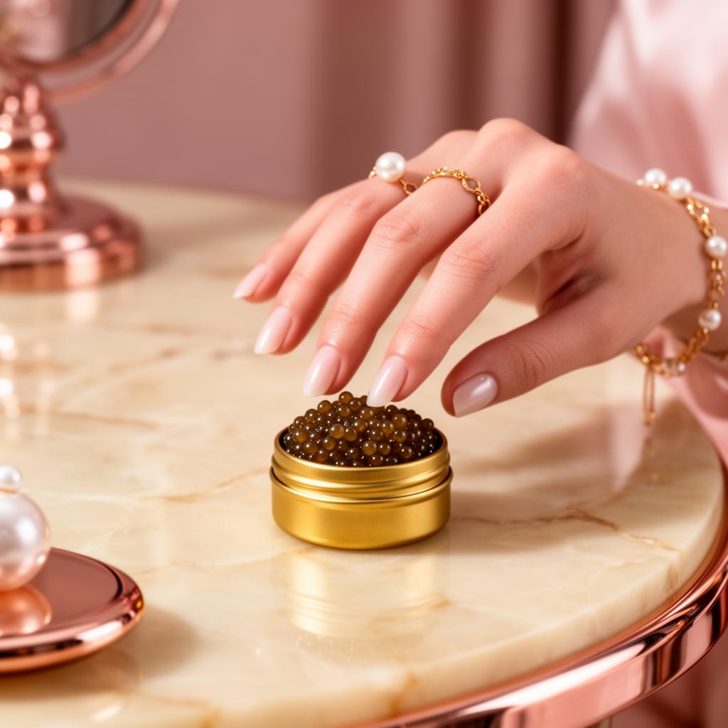 Concierge presenting a caviar tin